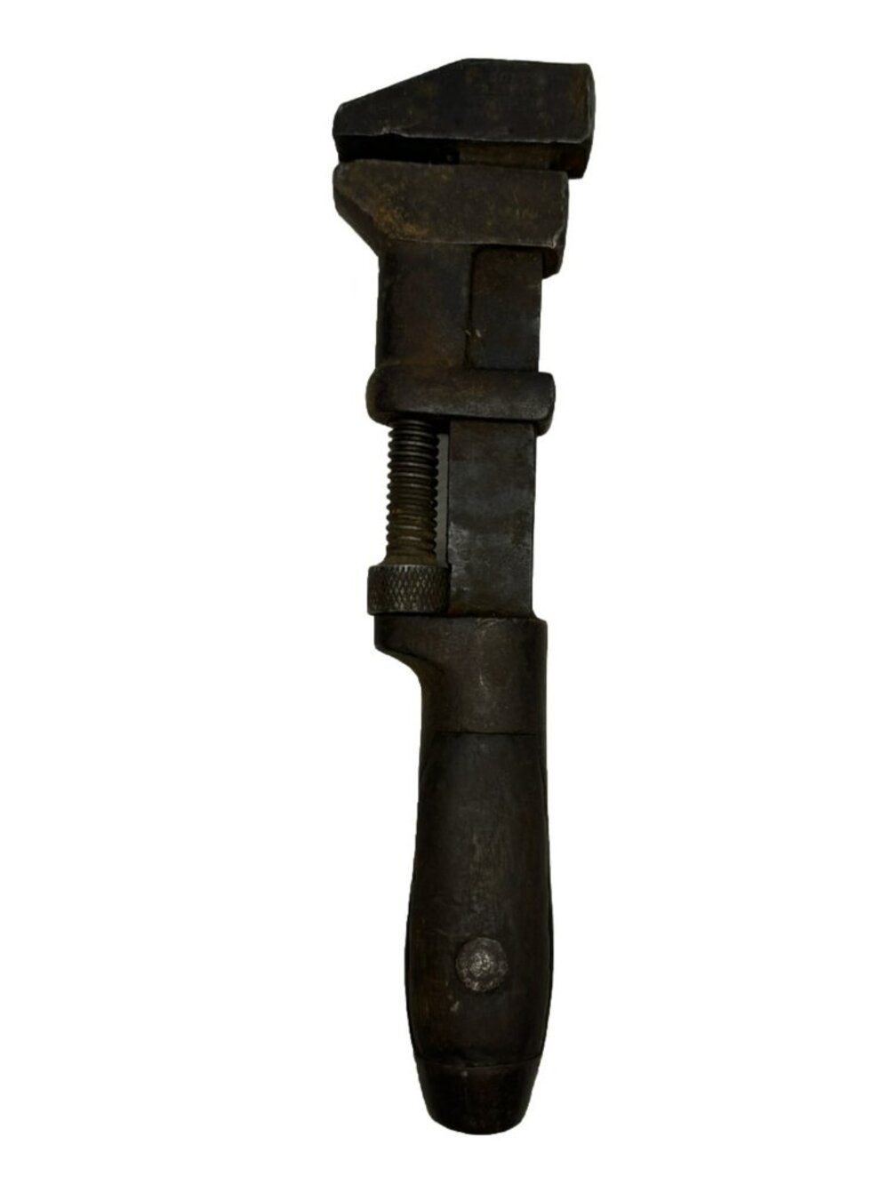 Antique 8 1/4" Coes Adjustable Monkey Wrench Wooden Handle Worcester MASS USA